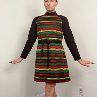 70s Multi colored knit dress 