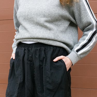 Vintage 26-34 Waist Black Nylon Swim Shorts | Unisex 90s 00s Elastic Sportswear Running Shorts | S M | 