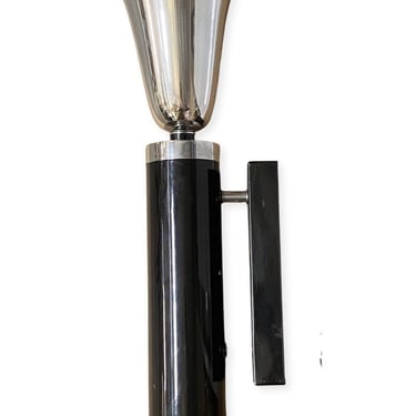 Large Art Deco Sconce With Large Chrome Horn and Black Base with Lucite Detail 