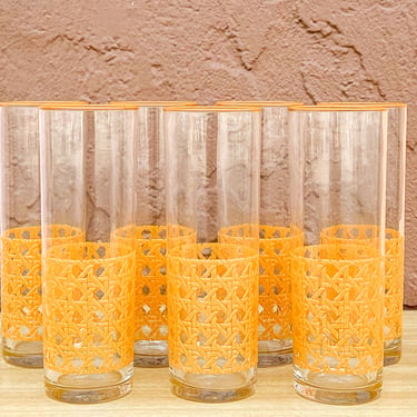Set of Seven Faux Cane Glassware
