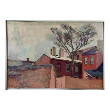 1974 "Second Street in Winter" Anthony Ferrara South Philadelphia Landscape Oil Painting, Framed Vintage 