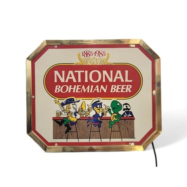 Vintage National Bohemian Beer Light, Mr Boh Octagonal Neo-Neon Lighted Sign, Balitmore Natty Boh, Collectible Breweriana, Mancave Bar 