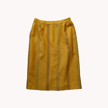 Arola 1980 Mustard Striped High Waist Skirt - Finnish Vintage - Size S/M 