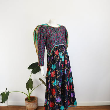 1980s Jeanne Marc Puffy Sleeve Dress - S 