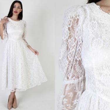 Gunne Sax Gold Label White Lace Boho Wedding Victorian Dress Size 9 