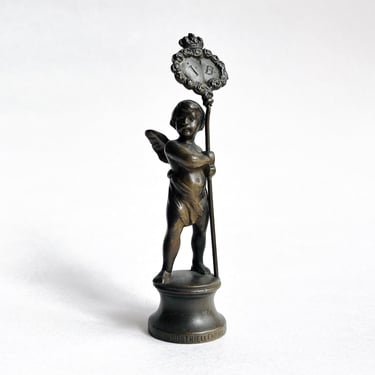 Antique Austrian Bronze 1912 Industriellenball Cupid Angel Figurine Sculpture 