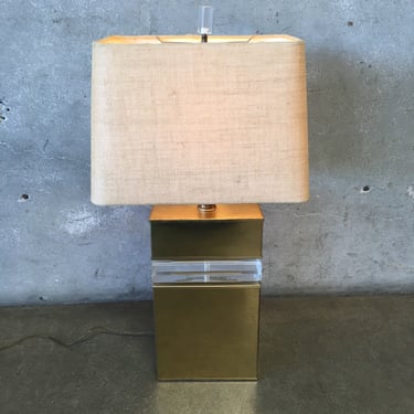 Brass &amp; Acrylic Table Lamp with Shade