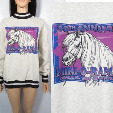 Vintage 1994 Mini Pony Competition Heather Gray Sweatshirt Made In USA Size M/L 