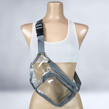 VINTAGE 90s Y2K Clear Vinyl Fanny Pack or Crossbody Bag | 1990s 2000s Belt Pouch Bag | VFG 