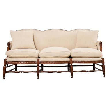 19th Century Country French Provincial Walnut 3 Seat Sofa