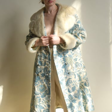 3257o / woven italian blue tapestry coat 