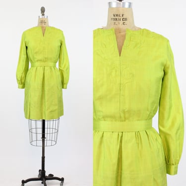 1960s chartreuse dress | mod mini | small 