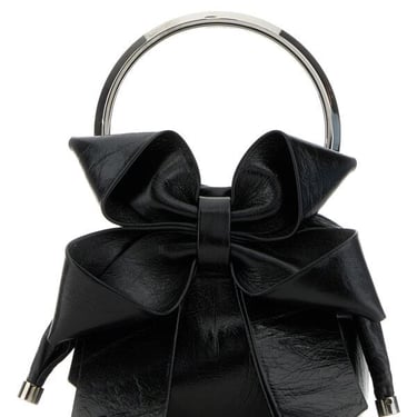 Jimmy Choo Women Black Leather Micro Bon Bon Bucket Bag