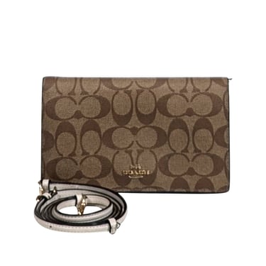 Coach - Brown Monogram Canvas & Cream Leather Crossbody