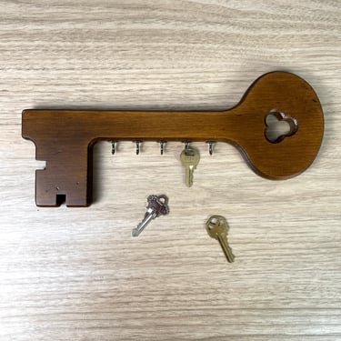 Wooden key holder - 1970s vintage wooden organizer 
