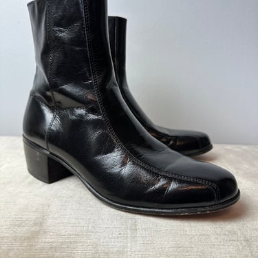 Vintage black Beetle boots~ black leather Florsheim zip ankle boots~ androgynous/ 1960- 70’s vibes rocker boho Men’s 71/2 D women’s 91/2 
