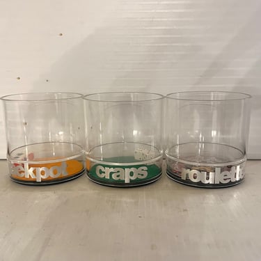 1980's Set of 3 Casino Old Fashion Stackable Dinking Cups in Acrylic