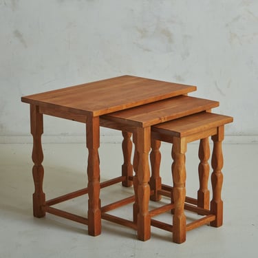 Trio of Wooden Nesting Side Tables, Sweden 20th Century