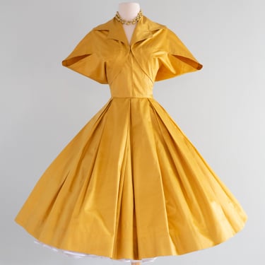 Stunning 1950's Carolyn Schnurer Cotton Halter Dress With Matching Jacket / Small