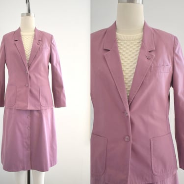 1980s Lilac Twill Skirt Suit 