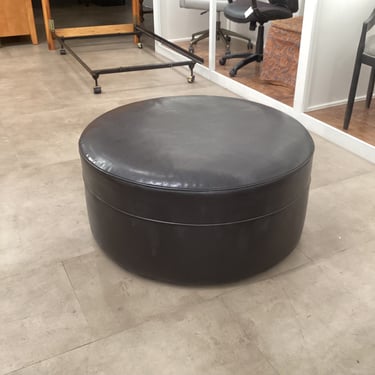 Round Faux Leather Ottoman