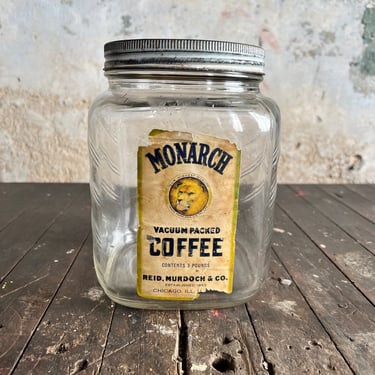 Vintage Glass Monarch 3 Pound Coffee Jar 