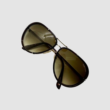 Tom Ford Glasses Frames w/ Case, Aviator Sunglasses | American Designer Eyeglasses, Brown Tortoiseshell Metal, Classic Aviator Tom Ford 