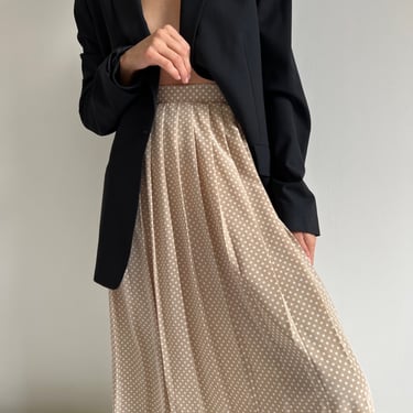 Vintage Latte Polka Dot Pleated Skirt