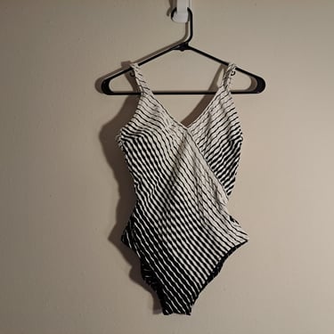 Vintage 80s Black and White One-Piece Swimsuit 