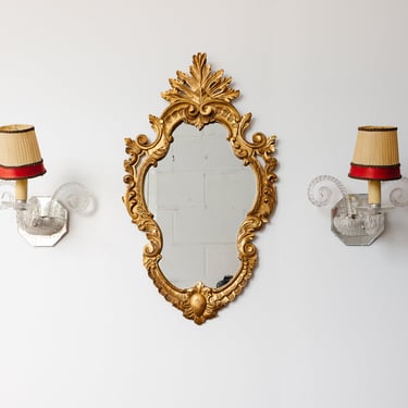 rare 1940s French Venetian Murano mirror sconces, in the style of Barovier