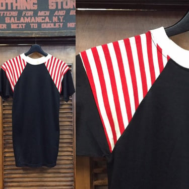 Vintage 1950’s Striped Faux Raglan Sleeve Jersey, Vintage Athletics, Sportswear, Color block, Vintage Clothing 