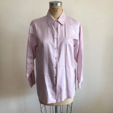 Pale Pink/Lavender Raw Silk Blouse - 1990s 