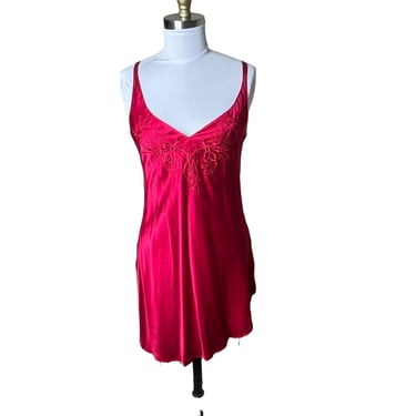 Victoria Secret Gold Label Slip Dress Red 100% Silk Short Mini Vintage Small 
