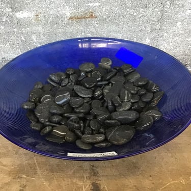 Blue Glass Bird Bath w/ Stones (Seattle)