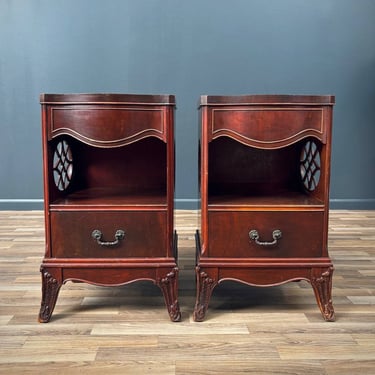 Pair Antique Federal Carved Mahogany Night Stands, c.1920’s 