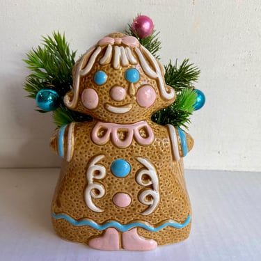 Vintage Gingerbread Girl Planter Made In Japan, Christmas Decor, Holiday Decor, Rubens Original,  Plant Container, Baker, Pencil Holder 