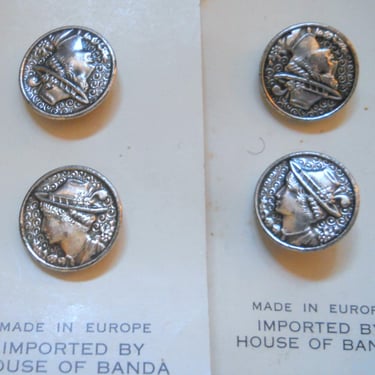 4 French Metal shank Buttons, Made in Europe - Set of 4 - Nordic Swiss Alps - Blazer Sewing Notions - Button Collection - NOS  Sewing Notion 