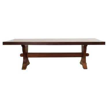 Country French African Mahogany Farmhouse Trestle Dining Table