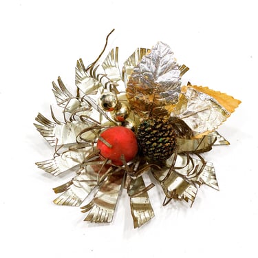 VINTAGE: Old Tin Can Pinecone and Mercury Bead Flowers - Flower Pick - Millinery Flower - Gift Wrapping - SKU 15-E2-00016693 