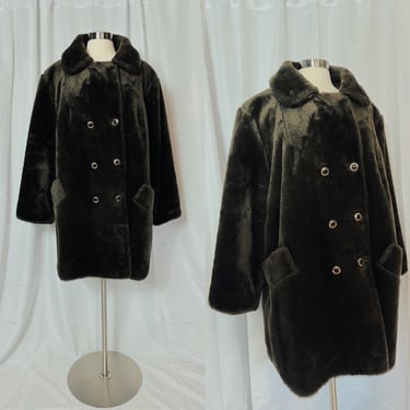 Vintage Roaman Faux Fur Brown Coat XL 