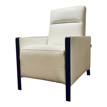 Modern White Leather and Metal Electric Recliner