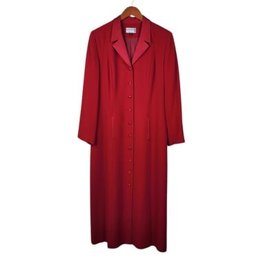 Vintage Power Jacket Suit Dress Size 12 M Button Up Blazer Red Line Midi Duster 