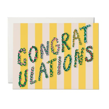 Red Cap Cards - Yellow Stripes Congrats congratulations greeting card