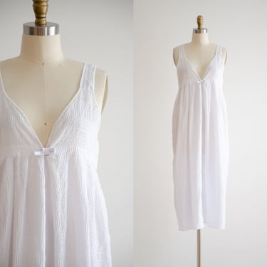 white cotton nightgown 80s 90s vintage antique style chemise 