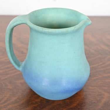 Van Briggle Arts & Crafts Blue and Turquoise Glazed Ceramic Small Pitcher