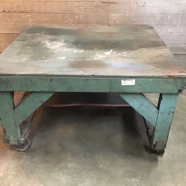 Vintage Shop Table on Casters (Tacoma)