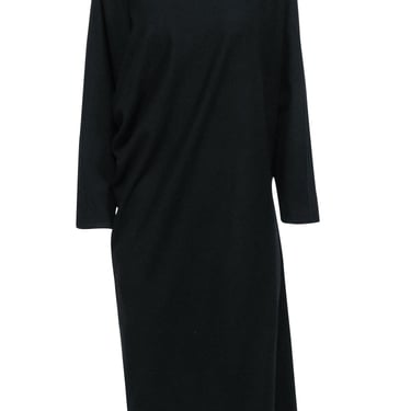 Lafayette 148 - Black Wool & Cashmere Blend Asymmetrical Long Sleeve Dress Sz L