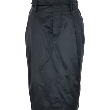 2001 Gucci by Tom Ford Black Satin Belted Pencil Skirt