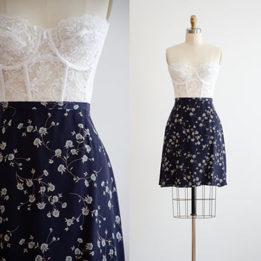 cottagecore skirt 90s y2k vintage navy floral mini skirt 