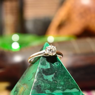 Vintage Platinum Diamond Solitaire Ring, Brilliant .66 CT Diamond, Prong Set Diamond Engagement Ring, Size 6 1/2 US 